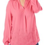 SALMON Floral Embroidered Notch Neck Tunic Size 20 - 34
