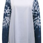 SKY-BLUE Pure Cotton Tie Dye Sleeve Top Size 10 - 20