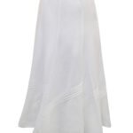 WHITE Linen Blend Pull On Panelled Skirt Size 16 -32