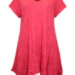 RED Cotton Blend Hanky Hem Crinkle Top Size 10 - 24