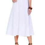 WHITE Linen Blend Pintuck Detail Skirt Size 14 - 30