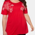 SCARLETT Floral Embroidery Accent Oversized Fit Knit Top Size 20 - 30
