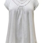 WHITE Pure Cotton Ladder Trim Top Size 14 - 18