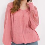 ROSE-PINK Bubble Hem Sheer Insert Top Size 16 - 18