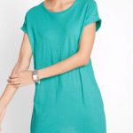 SEA-GREEN Pure Cotton Short Sleeve Tunic Size 14-24
