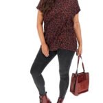 RED Animal Print High Neck T Shirt Size 12 - 34