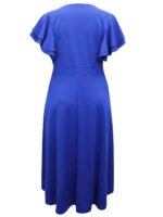 ROYAL-BLUE Flutter Sleeve Buckle Detail Wrap Dress Size 22 - 26 - Image 4