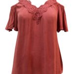 RUST Cold Shoulder Crinkle Blouse Size 16 - 18
