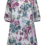 WHITE Floral Print Crochet Trim Tunic Size 12 - 26