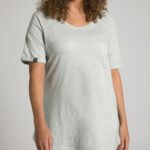 STONE Textured Stripe V-Neck Raglan Sleeve Tee Size 16/18