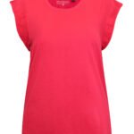RED Pure Cotton Cap Sleeve Raw Edge Top Size 10 - 28