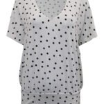 WHITE Spot Print Wide Hem Jersey Top Size 14 - 20
