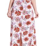 WHITE Floral Print Button Through Skirt Size 22 - 28