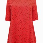 RED Spot Print Half Sleeve Swing Tunic Size 16 - 18