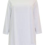 WHITE Pure Cotton Broderie Hem Top Size 28