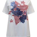 WHITE Pure Cotton Floral Star Graphic Print Top Size 14 - 32