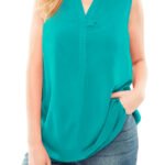 TURQUOISE Paradise Blue Sleeveless Tab Front Tunic Size 16 - 38