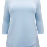 SKY BLUE Tulip Hem Liverpool Textured Crepe Tunic Size 12 Only