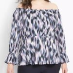 PURPLE Woodhouse Plaid Fitted Bardot Bracelet Sleeve Blouse Size 18 - 24