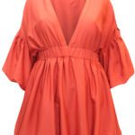 RUST Volume Sleeve Puffball Hem Dress Size 18 - 30