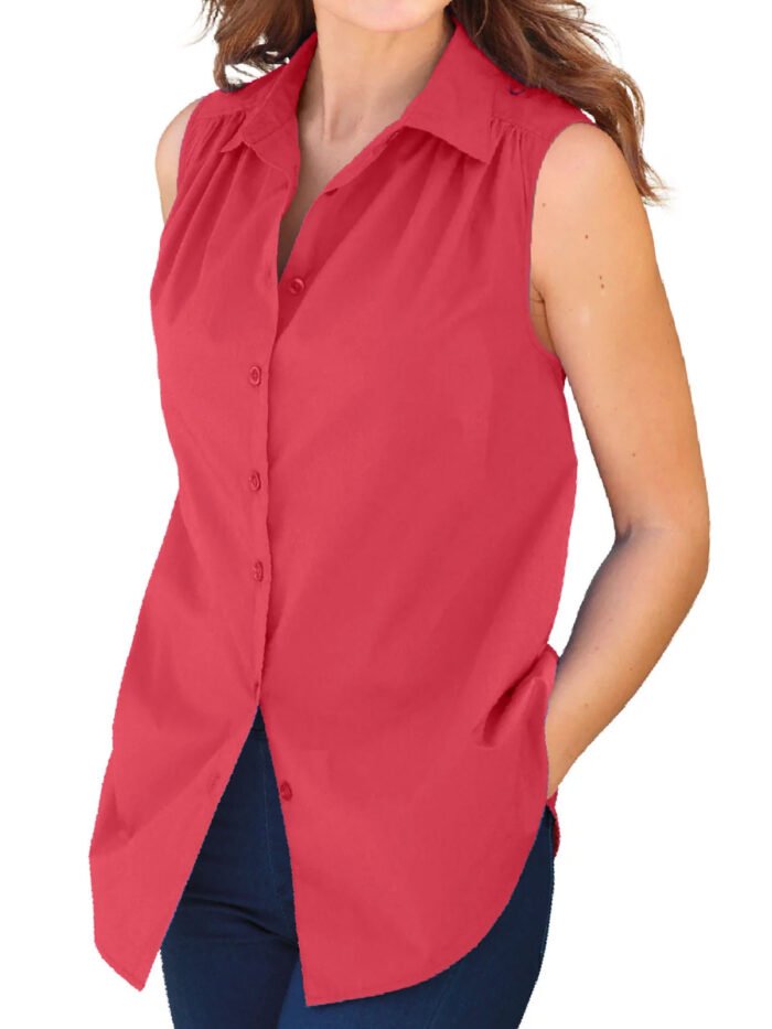 RED Perfect Sleeveless Shirt Size 14 - 28 - Image 1