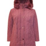 WINE Faux Fur Hood Padded Jacket Size 22 -28