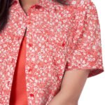 RED Paisley Ditsy Short Sleeve Rounded Hem Utility Cotton Shirt Size 20 - 30
