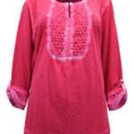 RED Lace Insert Cold Dye Top Size 16 - 30
