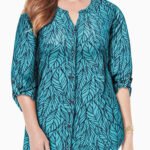 TURQUOISE Leaf Breezeway Georgette Blouse Size 20 -40