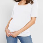 WHITE Cotton Rich Square Neck Top Size 10 - 28