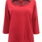 RED Pure Cotton Zebra Collar 2-in-1 Top Size 14 - 22