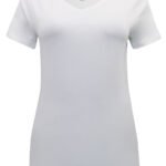 WHITE Cotton Rich Short Sleeve V-Neck Fitted Top Size 10 - 24
