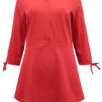 RED Pure Cotton Tie Sleeve Peplum Top Size 12 - 18