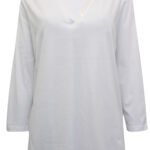 WHITE Pure Cotton Sequin Detail 3/4 Sleeve Top Size 14 - 32