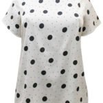 WHITE Multi Spot Print Short Sleeve Top Size 14 - 18