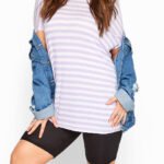 WHITE/LILAC Striped Jersey T-Shirt Size 16 - 28