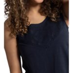 ULLAP NAVY Lace Inset Round Neck Cotton Knit Tank Size 16 - 30