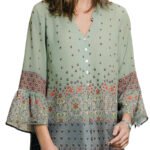 SAGE Button Through Border Print Blouse Size 12 - 32