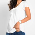 WHITE/CREAM Pure Cotton Crochet Trim Top Size 10 - 32