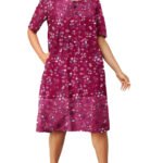 RED Mixed Print Short Lounge Pocket Dress Size 16 - 32