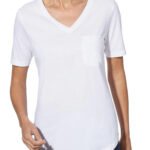 WHITE Modal Blend Short Sleeve Pocket T-Shirt Size 10 - 28