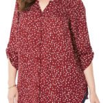 WINE Tossed Confetti Breezeway Georgette Blouse Size Size 20 - 40