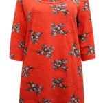 RED Pure Cotton Floral Print Tunic Size Size 16 - 32