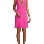 Lands'End PINK Pure Cotton Sleeveless Embroidered Dress Size 14 - 20