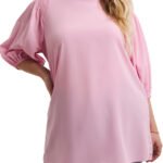 PINK Shirred Detail Puff Sleeve Top Size 12 - 28