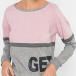 PINK/GREY Pure Cotton Panelled Lounge Sweatshirt Size 10 - 28
