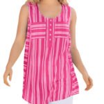 PINK Raspberry Sorbet Tonal Stripes Sleeveless Tunic Size 16 - 38
