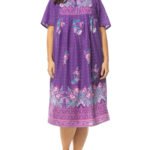 PURPLE Plum Burst Boho Border Mixed Print Short Lounge Dress Size 16 - 38e