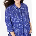PURPLE Sketch Floral Elbow Sleeve A-Line Blouse Size 20 - 42
