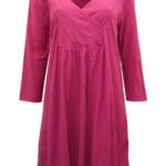 PINK Pure Cotton Mock Wrap 3/4 Sleeve Tunic Size 16 - 18